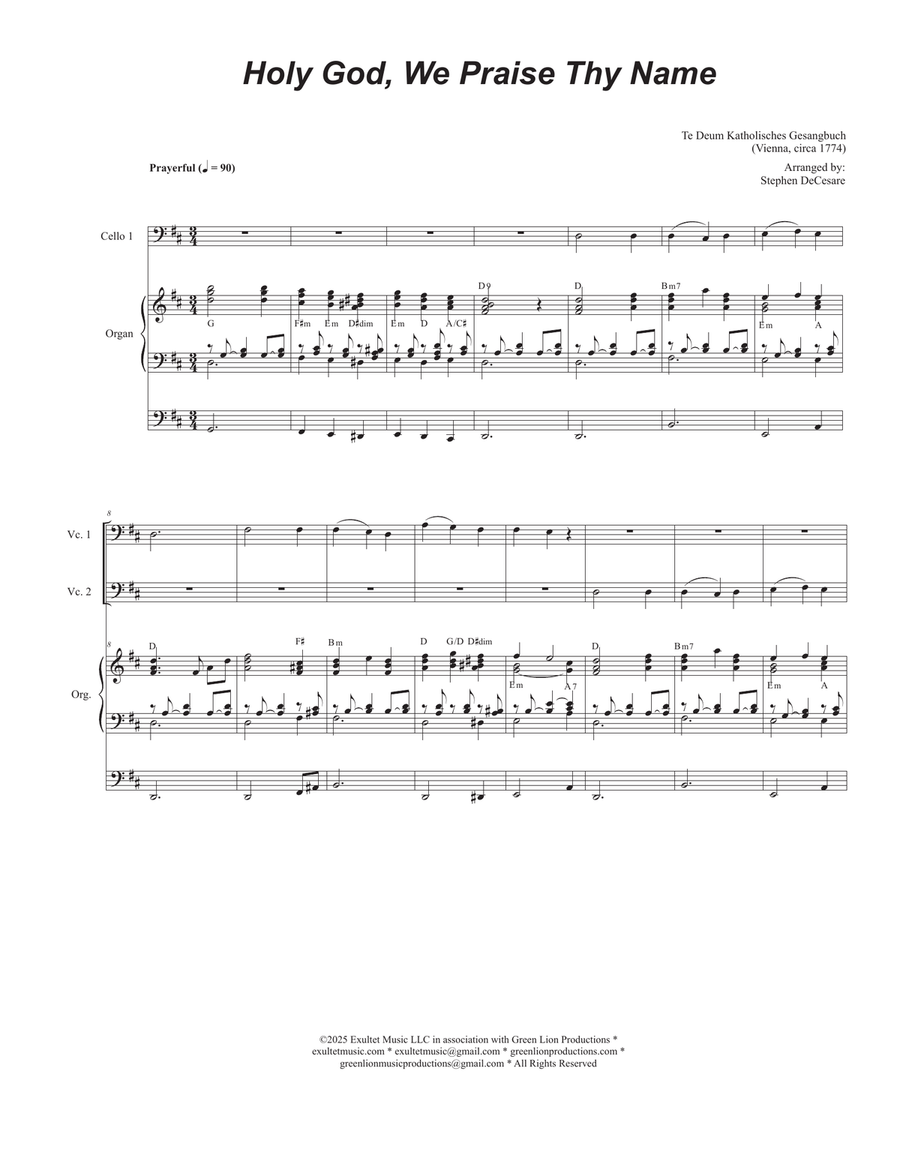 Holy God, We Praise Thy Name (Cello Duet - Alternate) String Duet scores gallery preview page 1