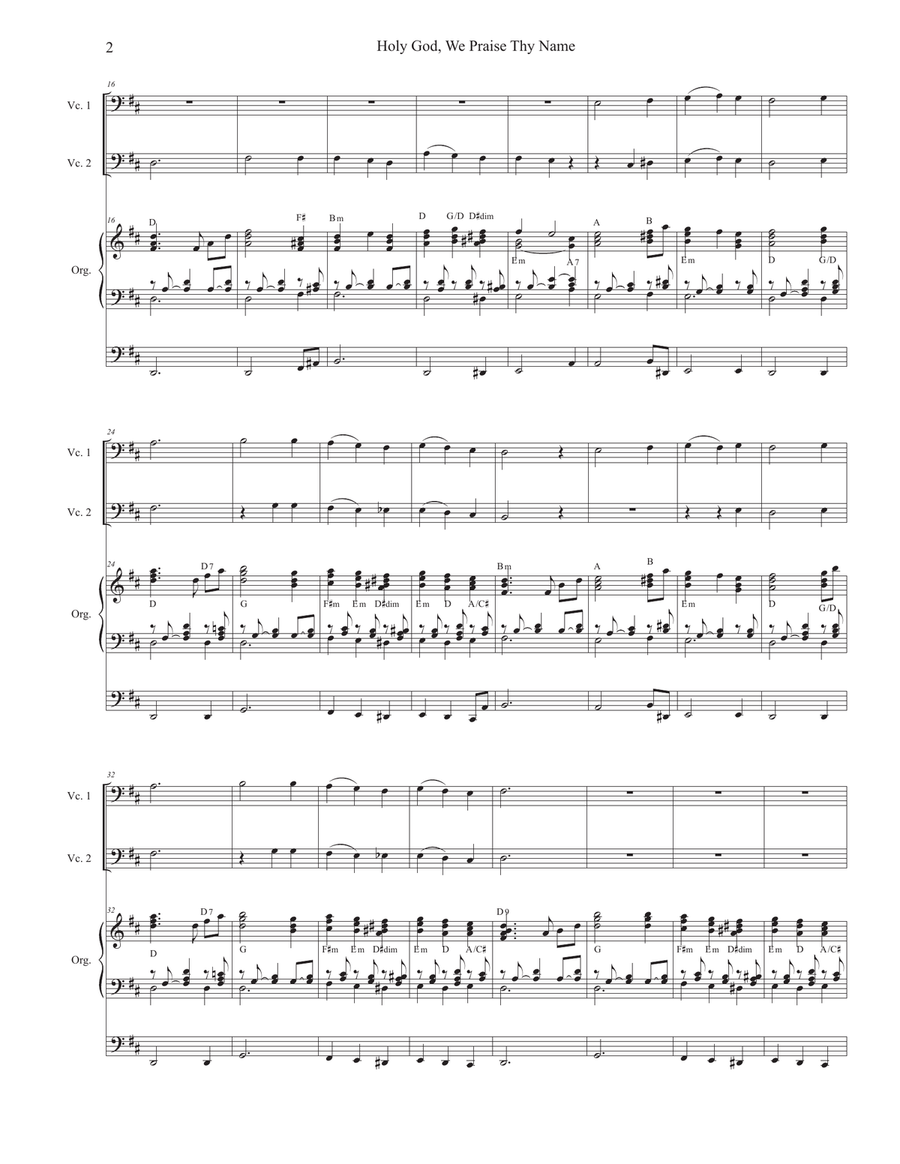 Holy God, We Praise Thy Name (Cello Duet - Alternate) String Duet scores gallery preview page 2