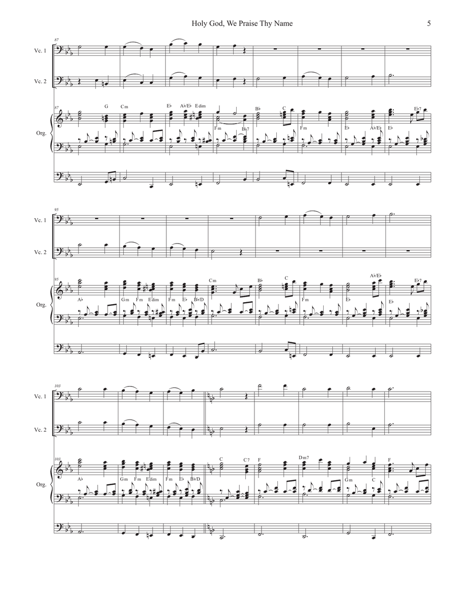 Holy God, We Praise Thy Name (Cello Duet - Alternate) String Duet scores gallery preview page 5