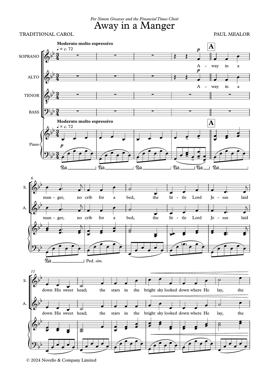 Away in a Manger Away in a Manger 4-Part scores gallery preview page 1