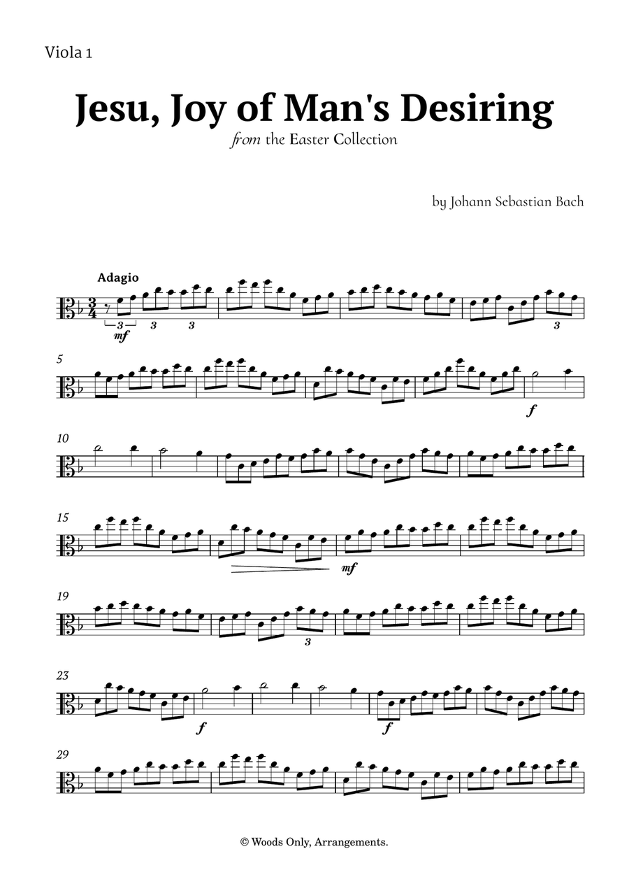 Jesu, Joy of Man's Desiring by Bach for Viola Quartet String Quartet scores gallery preview page 4