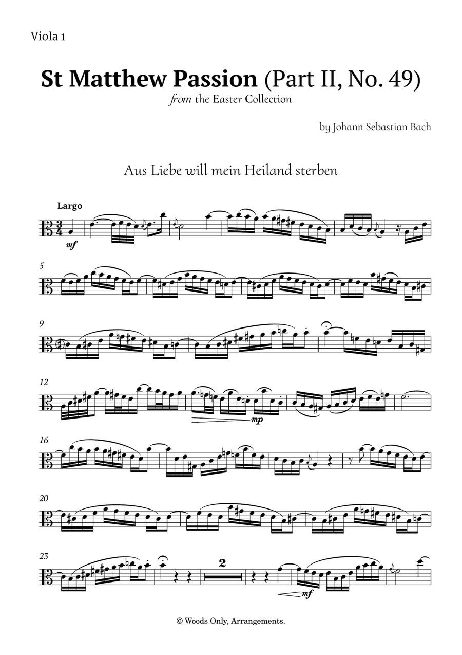 Aus Liebe will mein Heiland sterben by Bach for Viola Quartet String Quartet scores gallery preview page 5