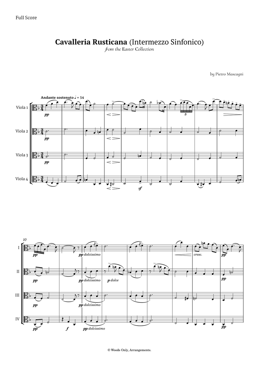 Intermezzo Sinfonico by Pietro Mascagni for Viola Quartet String Quartet scores gallery preview page 1