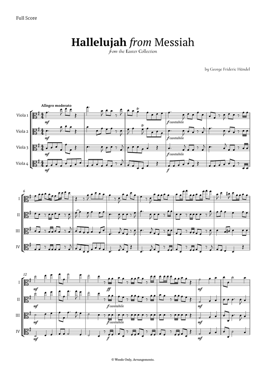 Hallelujah by Friedrich Händel for Viola Quartet String Quartet scores gallery preview page 1