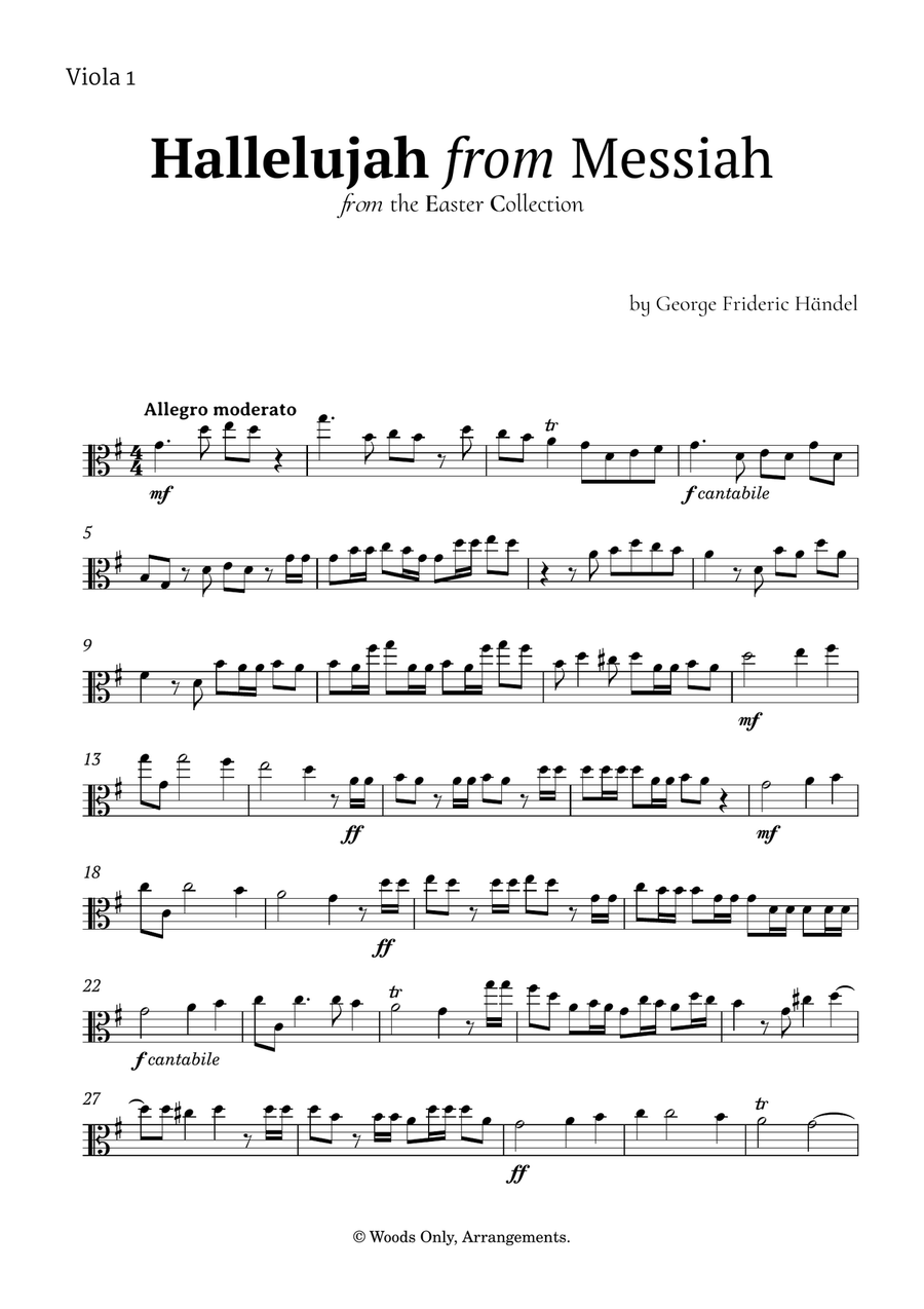 Hallelujah by Friedrich Händel for Viola Quartet String Quartet scores gallery preview page 5