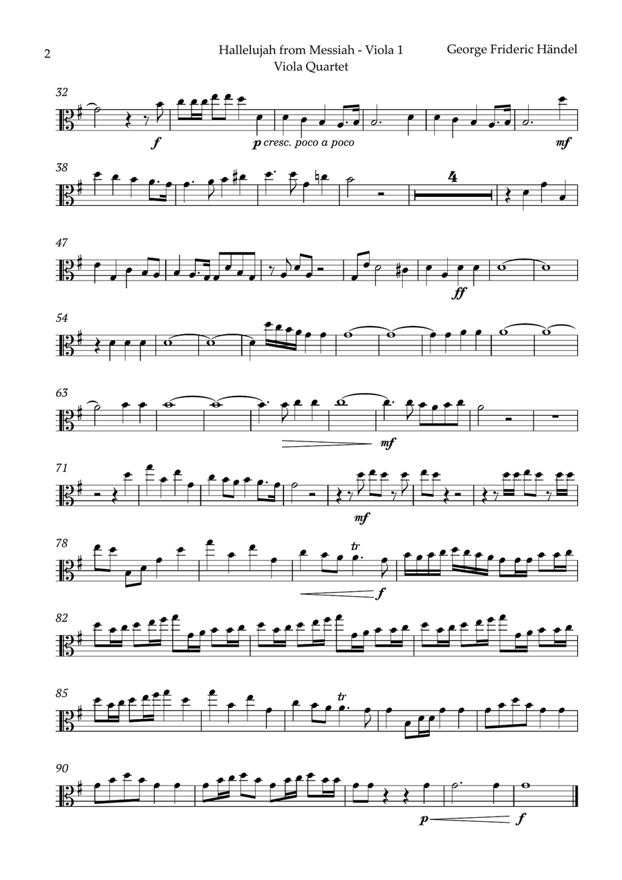 Hallelujah by Friedrich Händel for Viola Quartet String Quartet scores gallery preview page 6