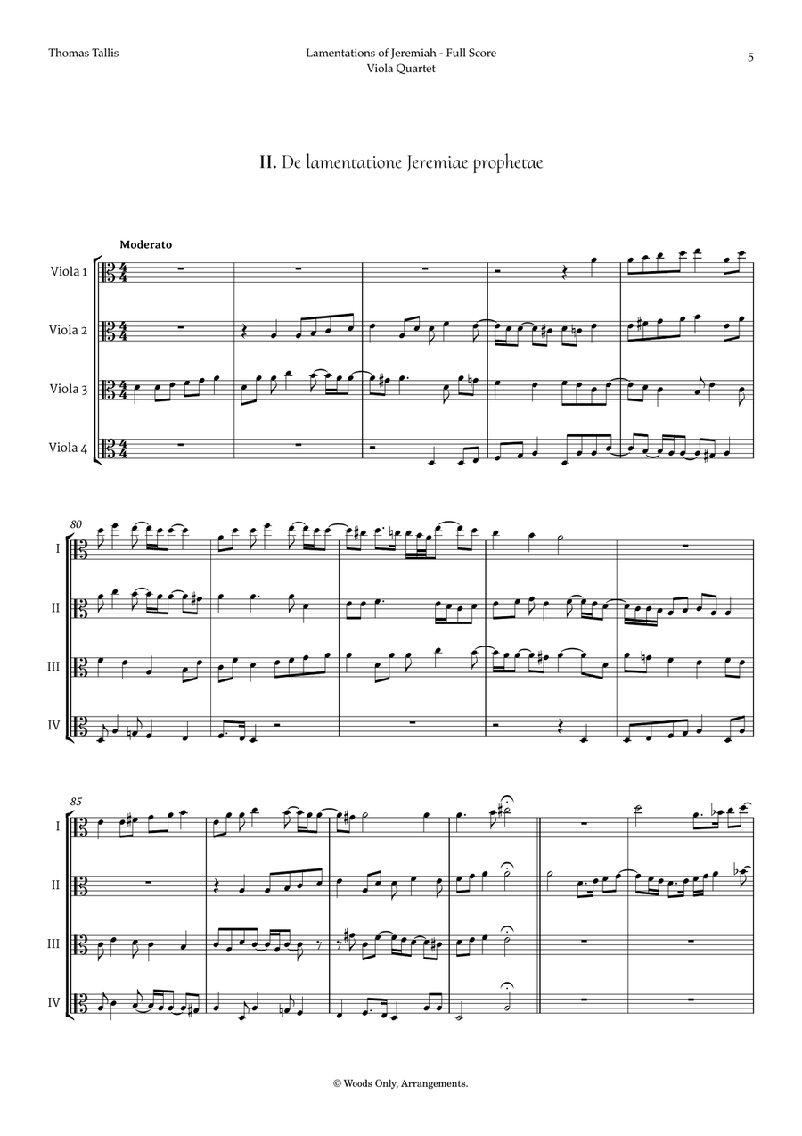 Lamentations of Jeremiah by Thomas Tallis for Viola Quartet String Quartet scores gallery preview page 5