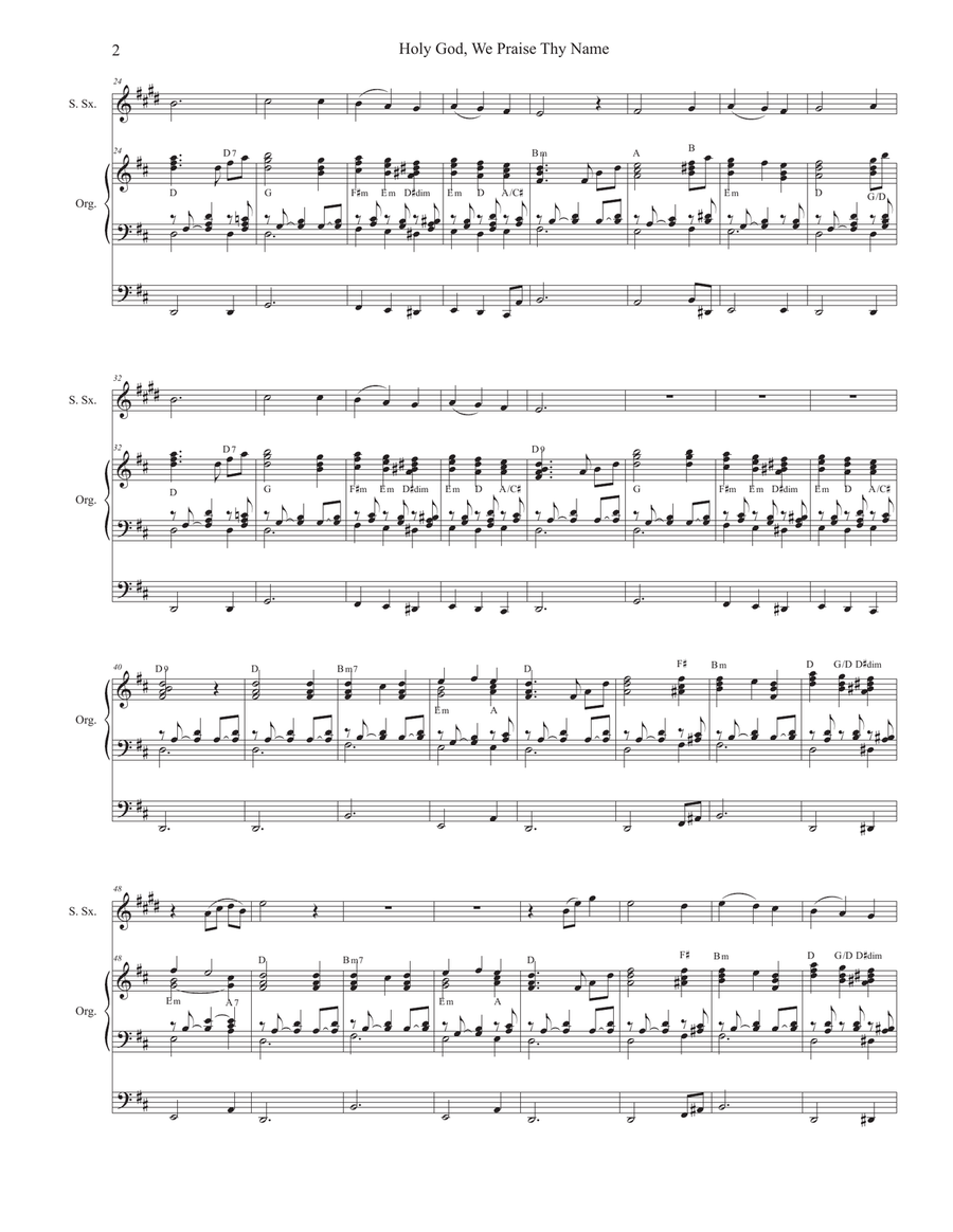 Holy God, We Praise Thy Name (Soprano Saxophone and Organ) Soprano Saxophone scores gallery preview page 2