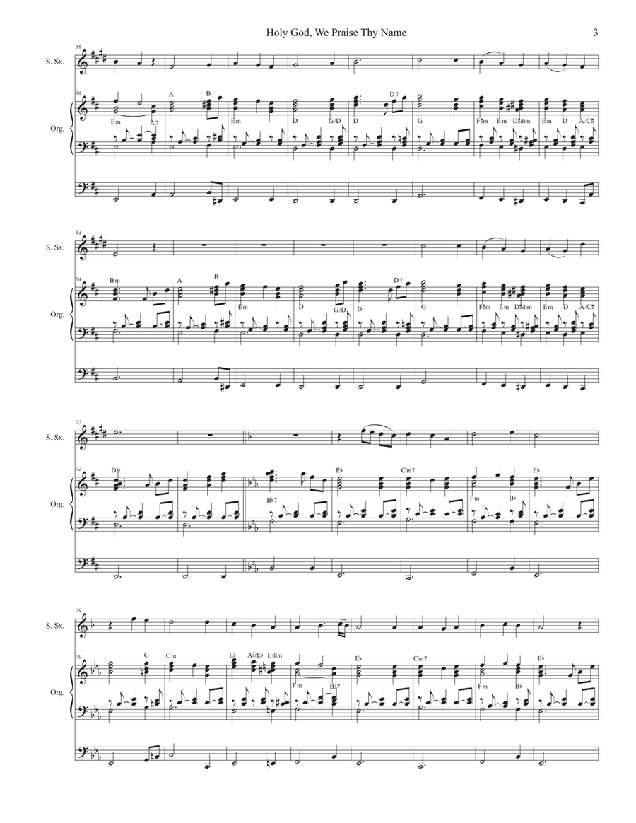 Holy God, We Praise Thy Name (Soprano Saxophone and Organ) Soprano Saxophone scores gallery preview page 3
