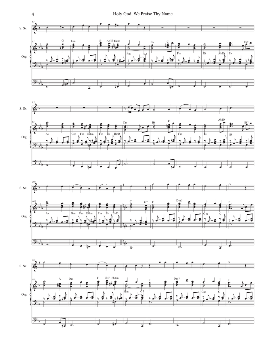 Holy God, We Praise Thy Name (Soprano Saxophone and Organ) Soprano Saxophone scores gallery preview page 4