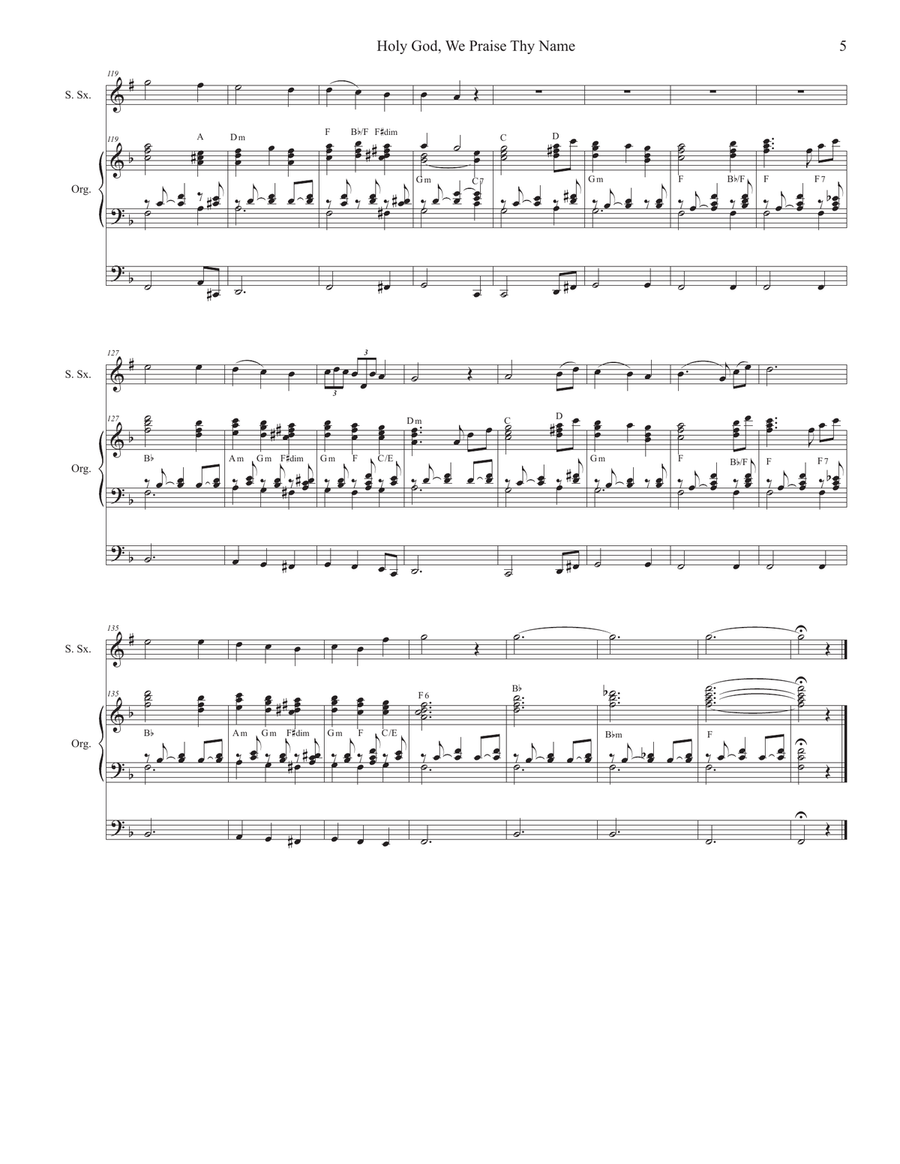 Holy God, We Praise Thy Name (Soprano Saxophone and Organ) Soprano Saxophone scores gallery preview page 5