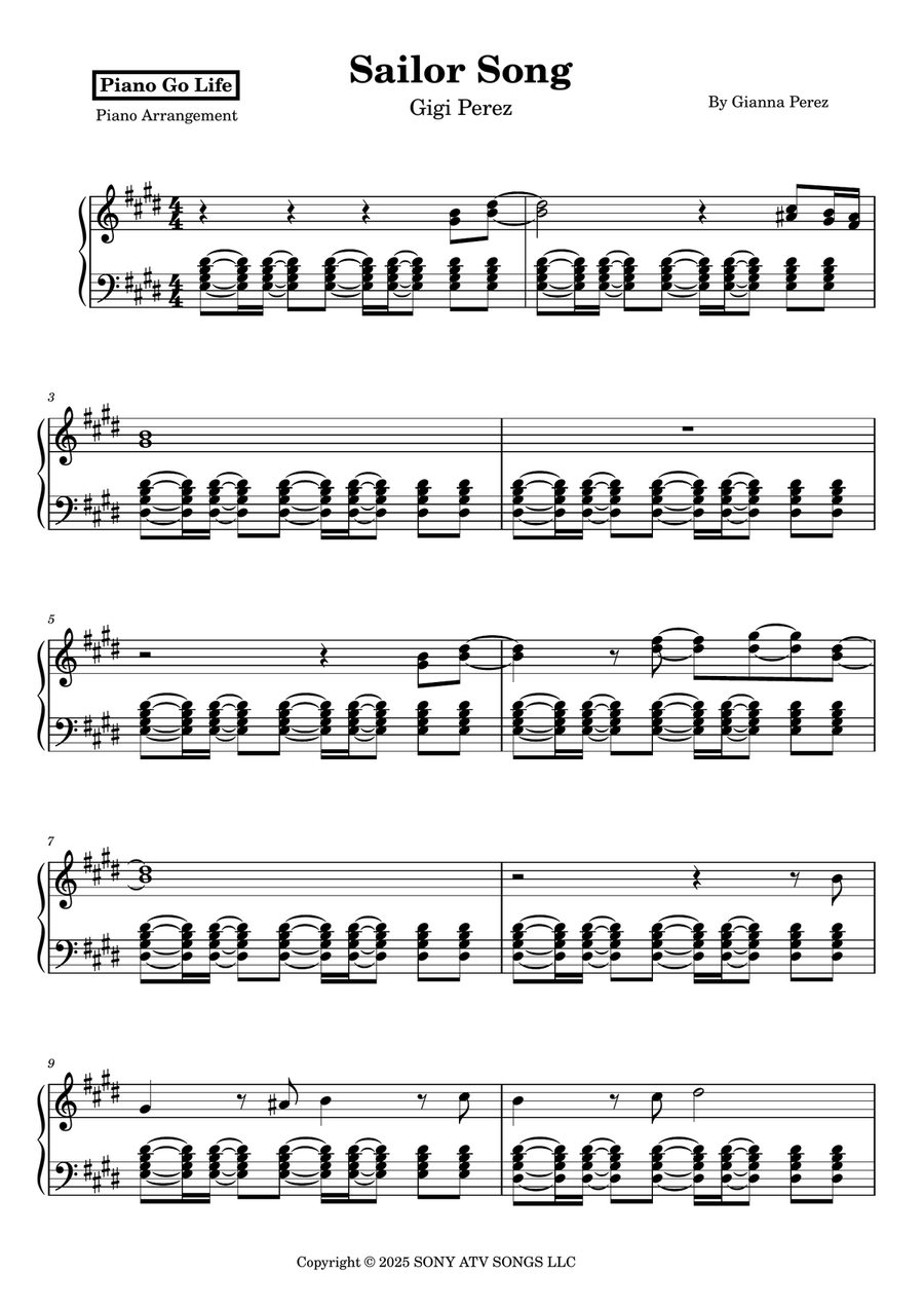 Sailor Song Sailor Song Piano Solo scores gallery preview page 1