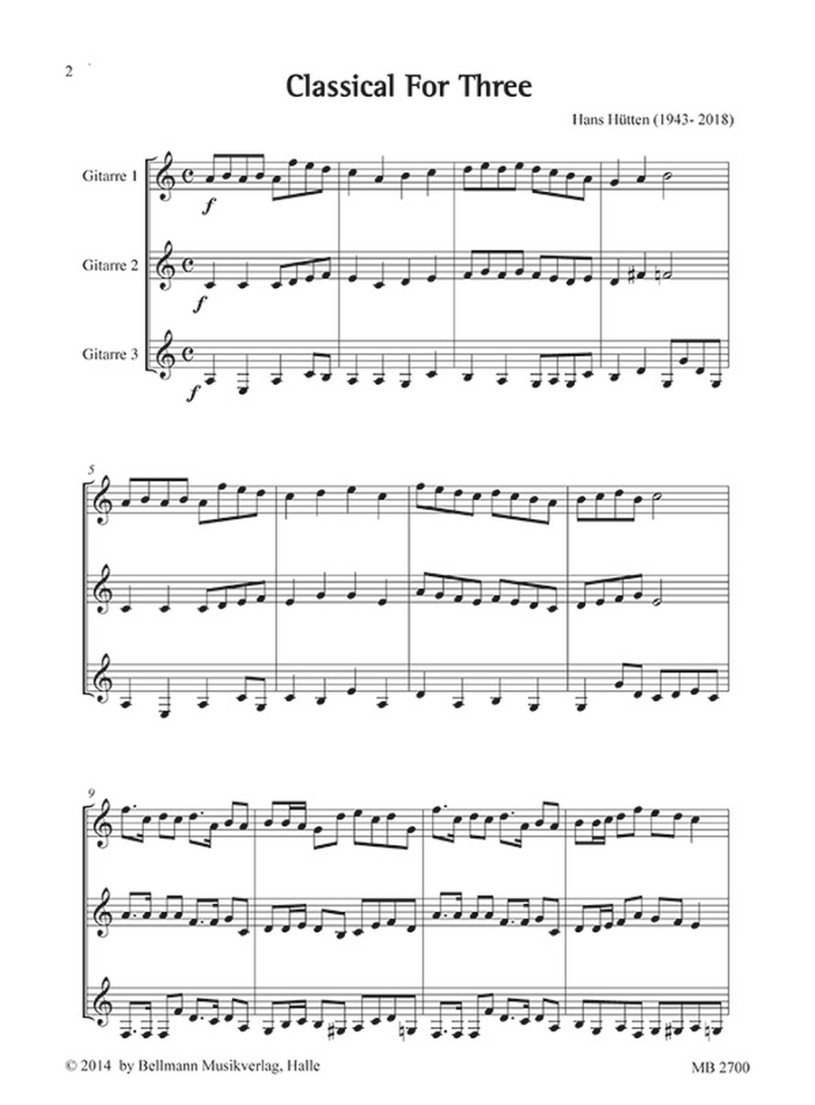 Classical for Three Acoustic Guitar - Sheet Music page 2