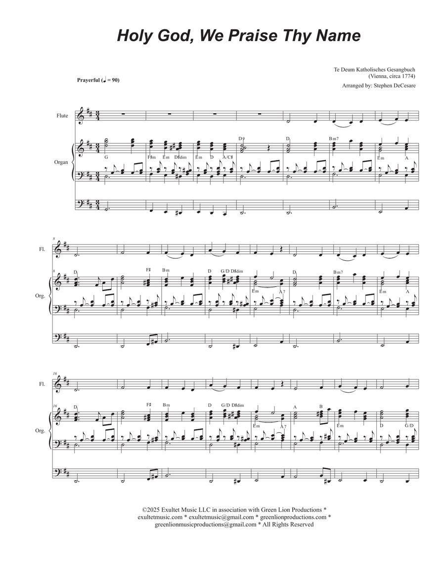 Holy God, We Praise Thy Name (Flute solo and Organ) Flute Solo scores gallery preview page 1
