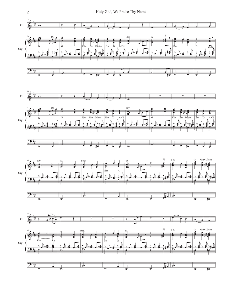 Holy God, We Praise Thy Name (Flute solo and Organ) Flute Solo scores gallery preview page 2