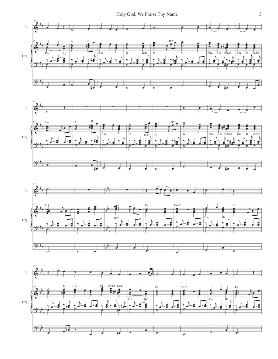 Holy God, We Praise Thy Name (Flute solo and Organ) Flute Solo scores gallery preview page 3