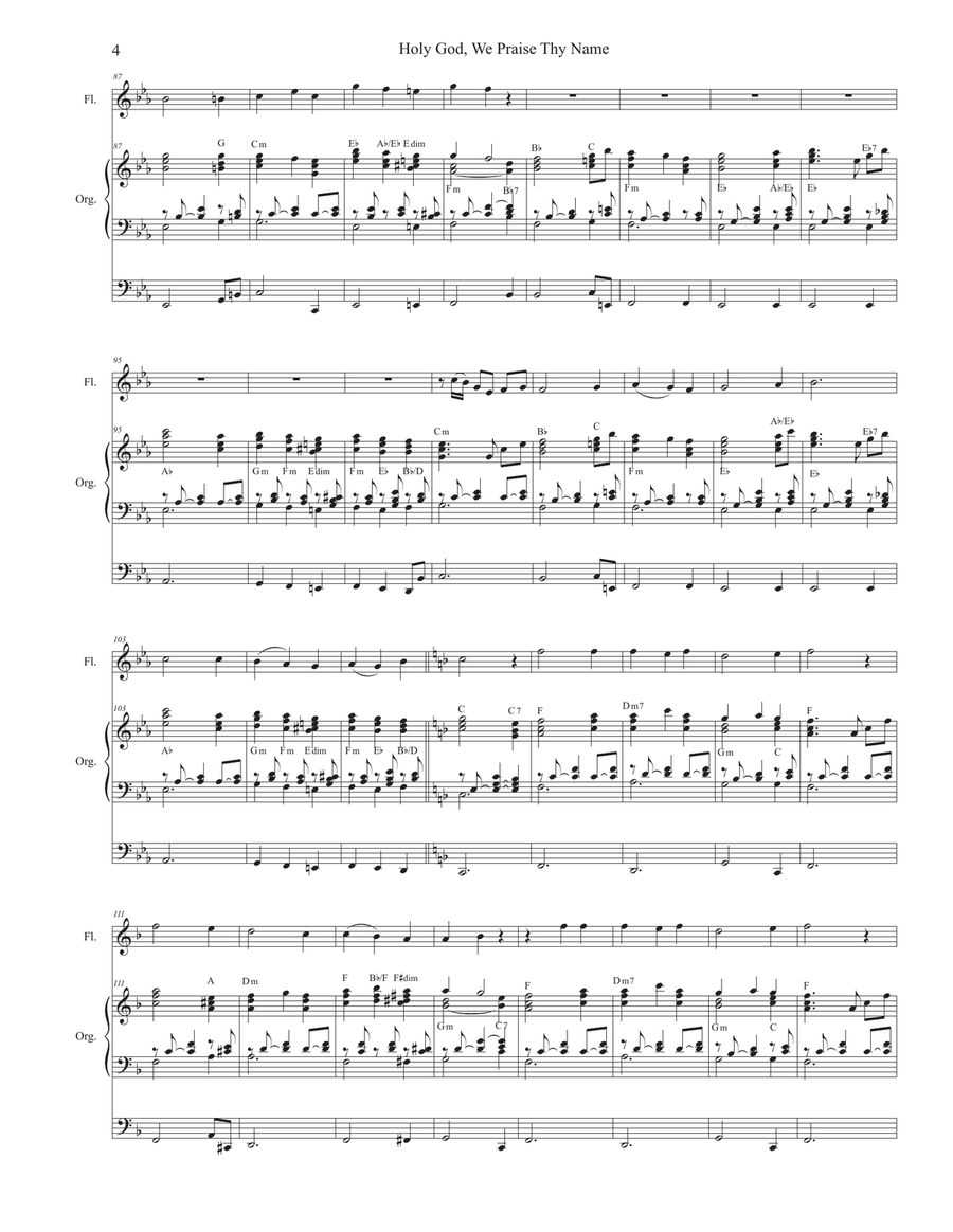 Holy God, We Praise Thy Name (Flute solo and Organ) Flute Solo scores gallery preview page 4
