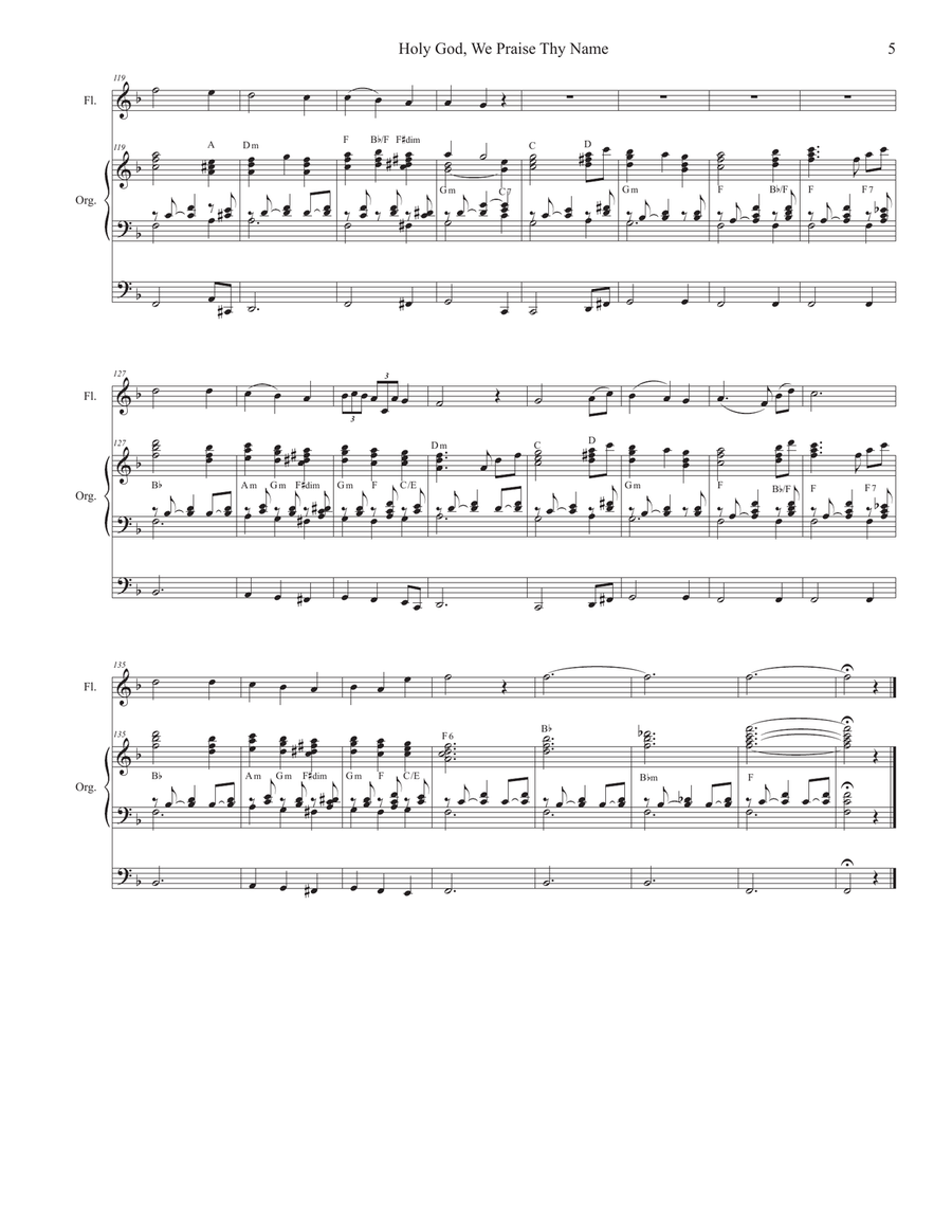 Holy God, We Praise Thy Name (Flute solo and Organ) Flute Solo scores gallery preview page 5