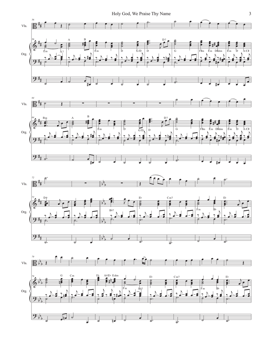 Holy God, We Praise Thy Name (Viola solo and Organ) Viola Solo scores gallery preview page 3