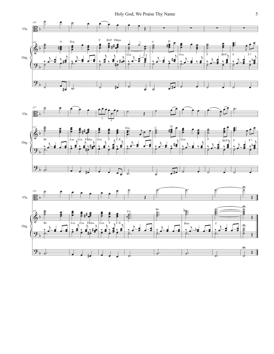 Holy God, We Praise Thy Name (Viola solo and Organ) Viola Solo scores gallery preview page 5