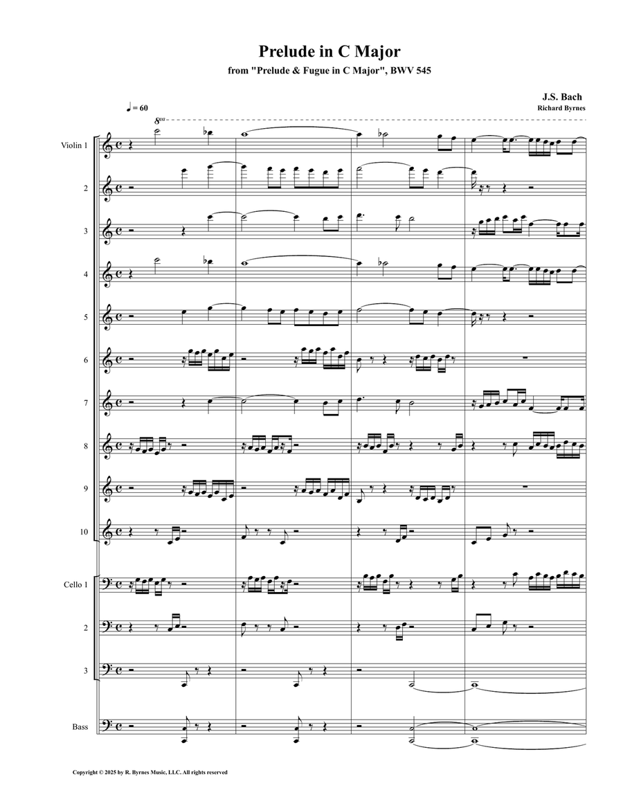J.S. Bach – Fugue in C Major, BWV 545 (String Orchestra) String Orchestra scores gallery preview page 1