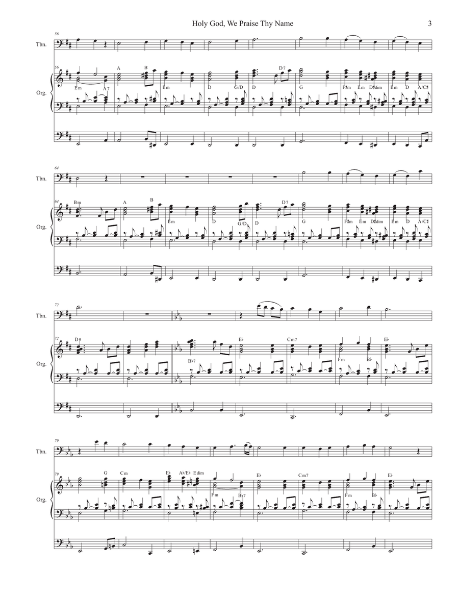 Holy God, We Praise Thy Name (Trombone solo and Organ) Organ scores gallery preview page 3