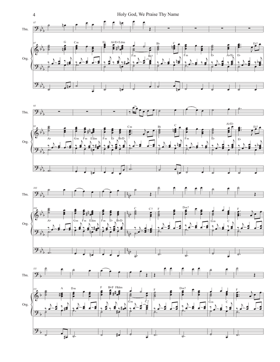 Holy God, We Praise Thy Name (Trombone solo and Organ) Organ scores gallery preview page 4