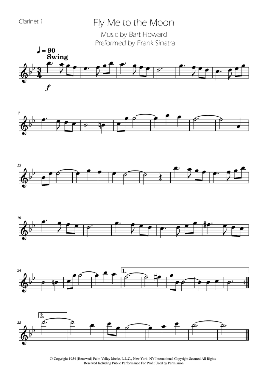 Fly Me To The Moon (In Other Words) Clarinet Duet scores gallery preview page 2