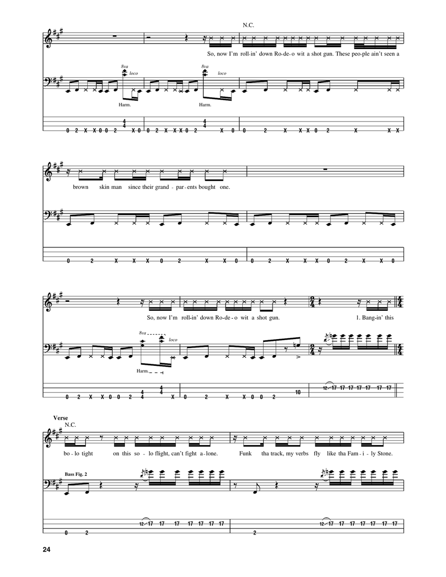Down Rodeo by Rage Against The Machine Bass Guitar Tablature - Digital Sheet Music page 2