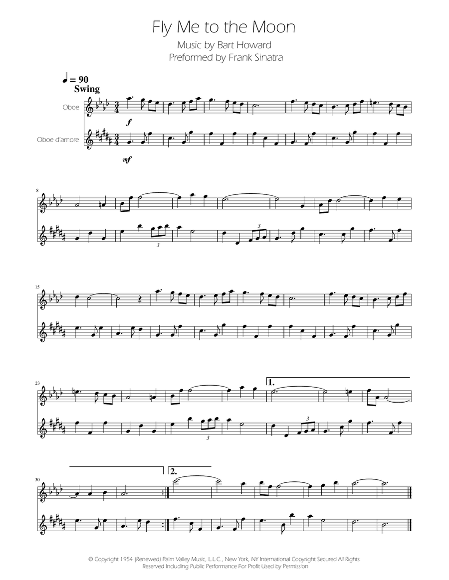 Fly Me To The Moon (In Other Words) Woodwind Duet scores gallery preview page 1