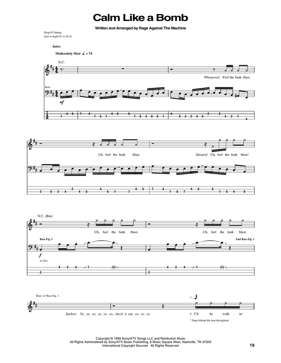 Calm Like A Bomb Calm Like A Bomb Bass Guitar Tablature scores gallery preview page 1