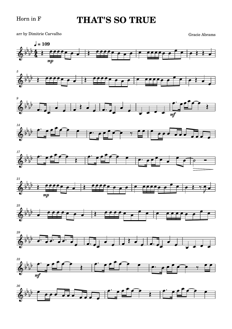 That's So True That's So True Horn Solo scores gallery preview page 1