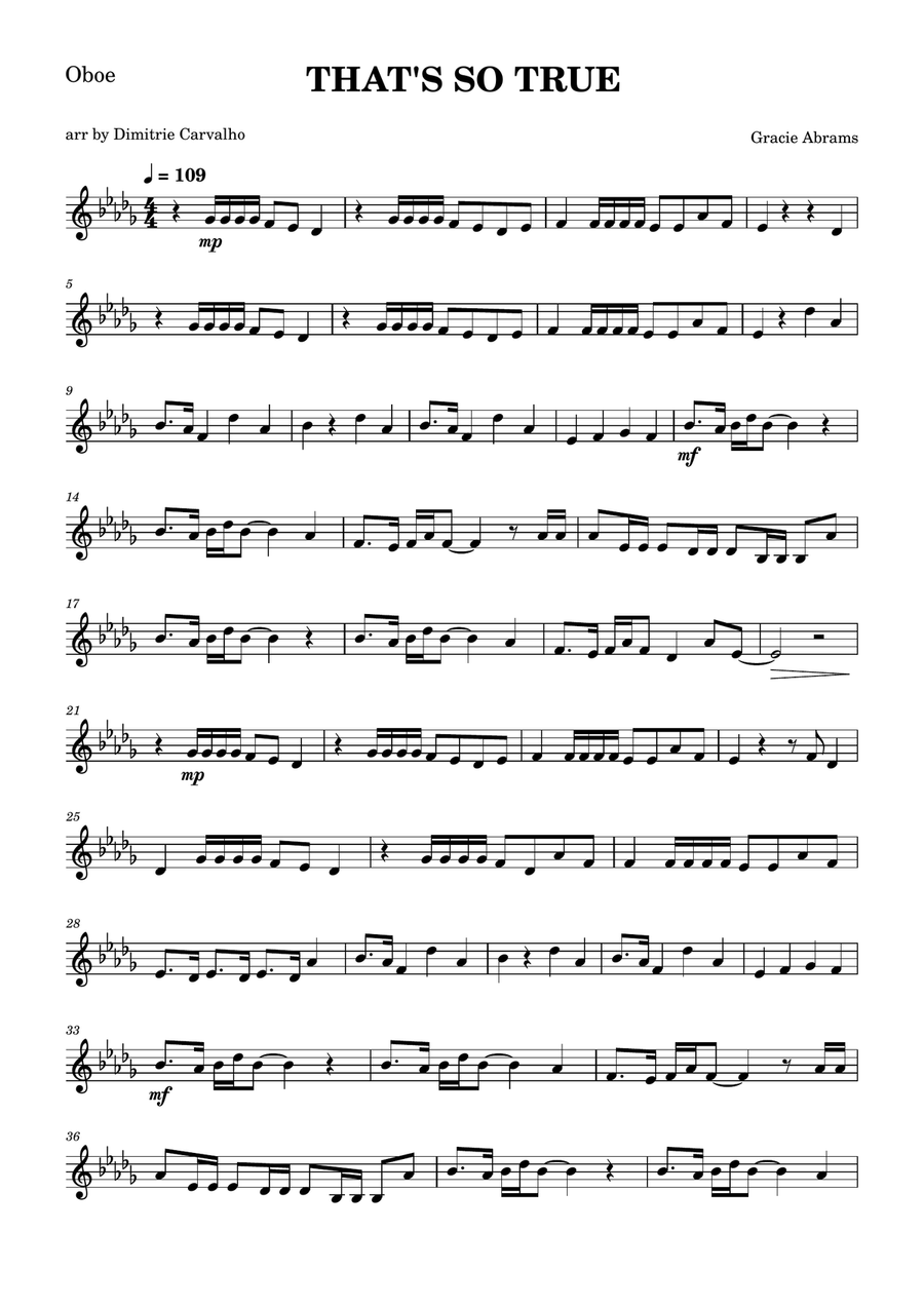 That's So True That's So True Oboe Solo scores gallery preview page 1