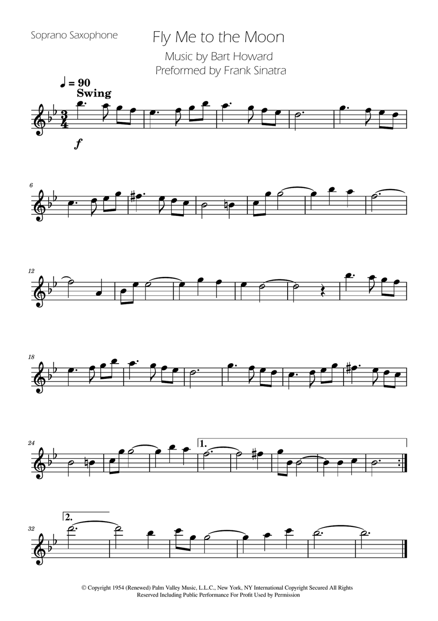 Fly Me To The Moon (In Other Words) Tenor Saxophone scores gallery preview page 2