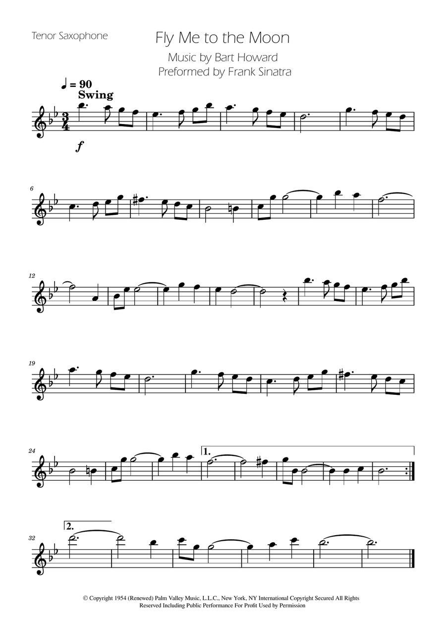 Fly Me To The Moon (In Other Words) Tenor Saxophone scores gallery preview page 2