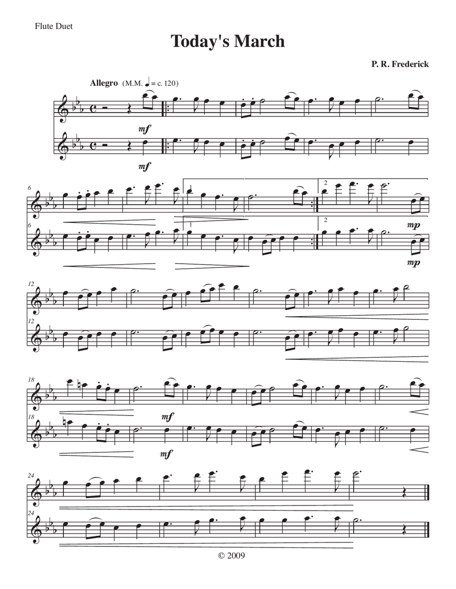 Today's March (Flute Duet) Flute Duet scores gallery preview page 1