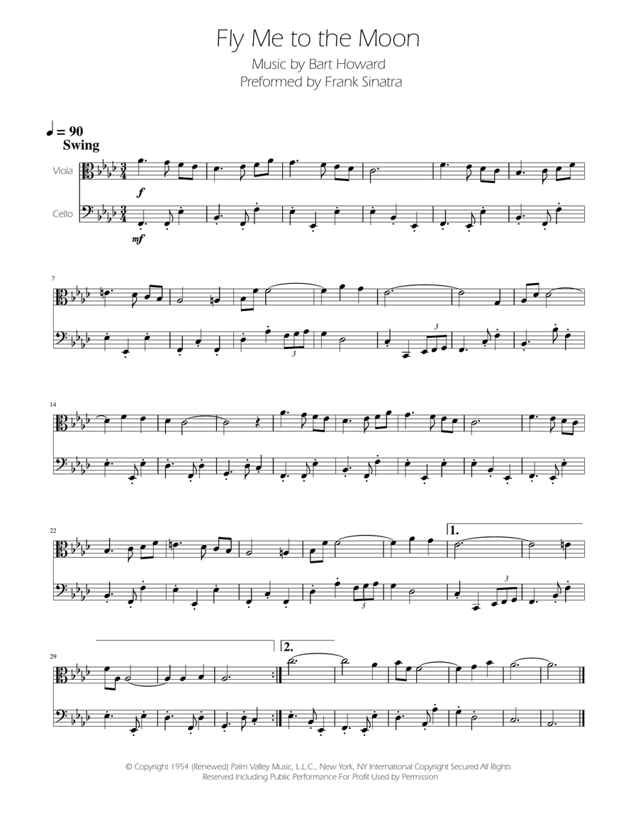 Fly Me To The Moon (In Other Words) String Duet scores gallery preview page 1