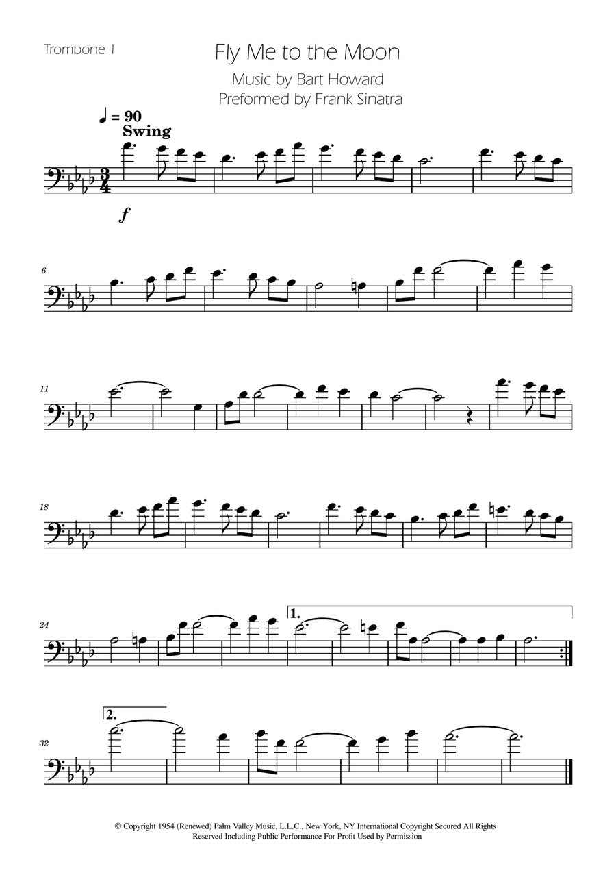 Fly Me To The Moon (In Other Words) Trombone Duet scores gallery preview page 2