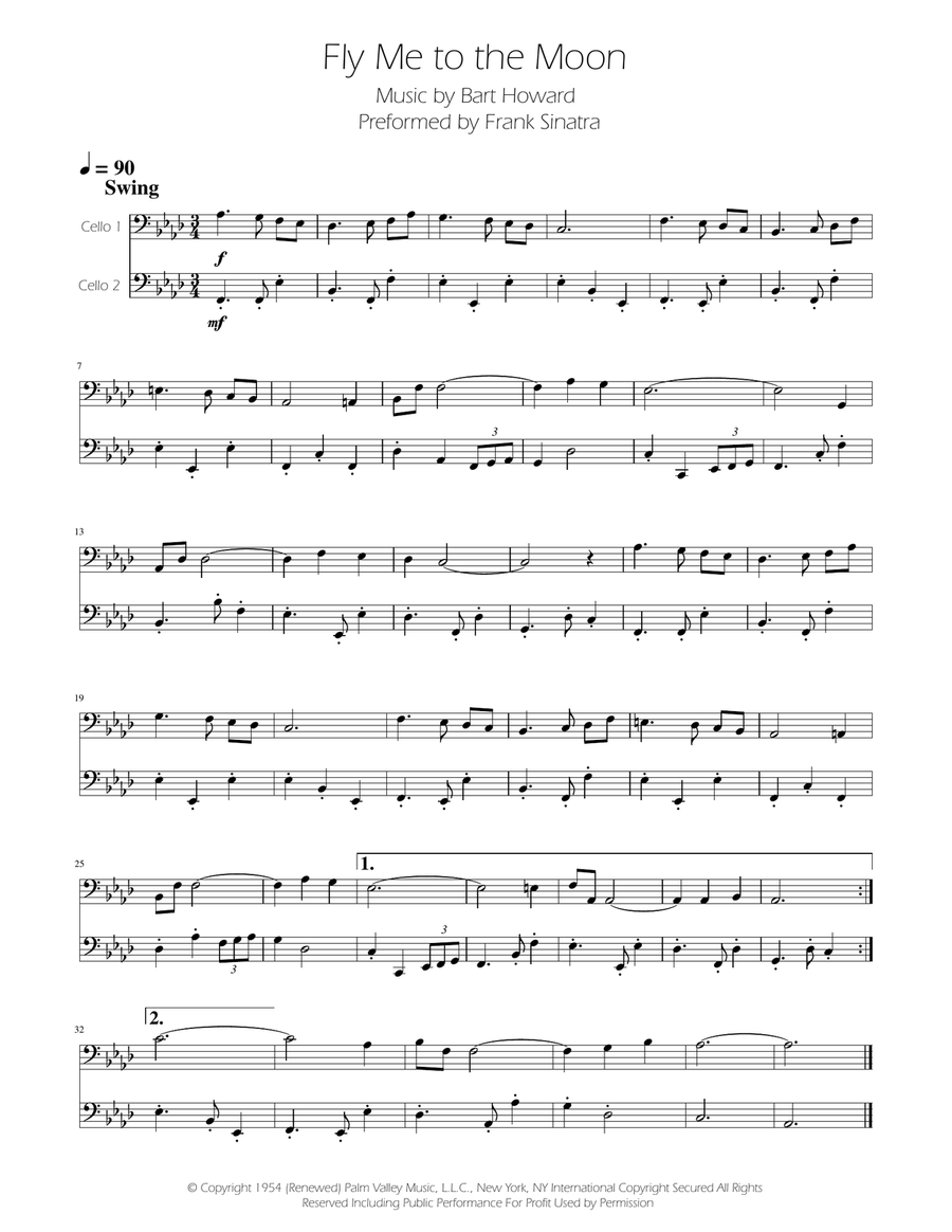 Fly Me To The Moon (In Other Words) String Duet scores gallery preview page 1