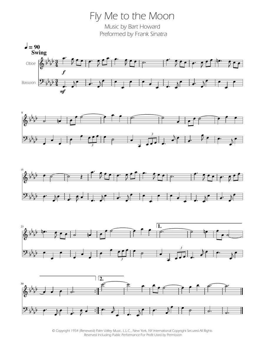 Fly Me To The Moon (In Other Words) Woodwind Duet scores gallery preview page 1