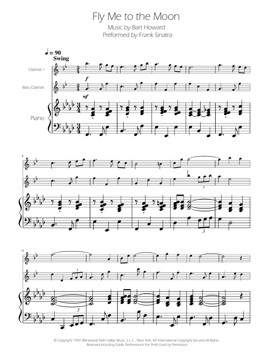 Fly Me To The Moon (In Other Words) Clarinet Duet scores gallery preview page 1