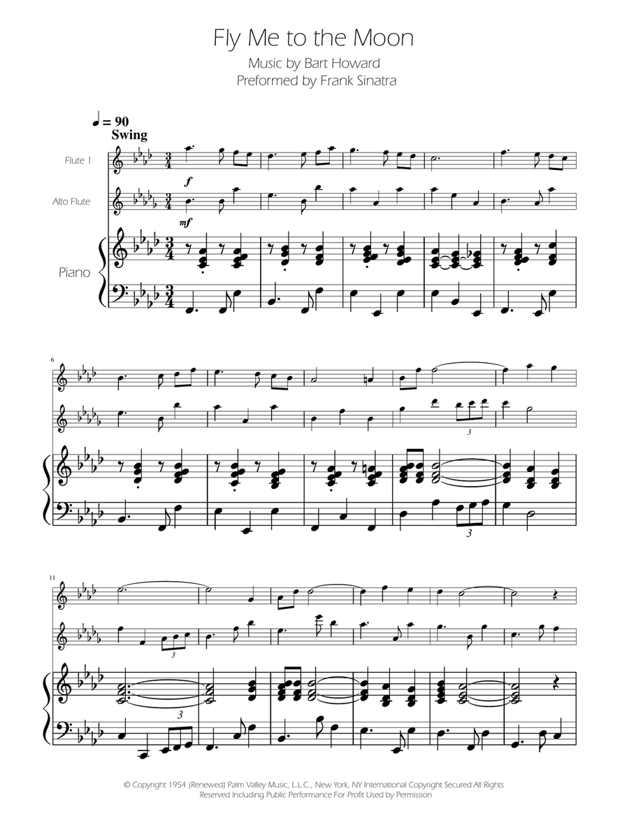 Fly Me To The Moon (In Other Words) Flute Duet scores gallery preview page 1