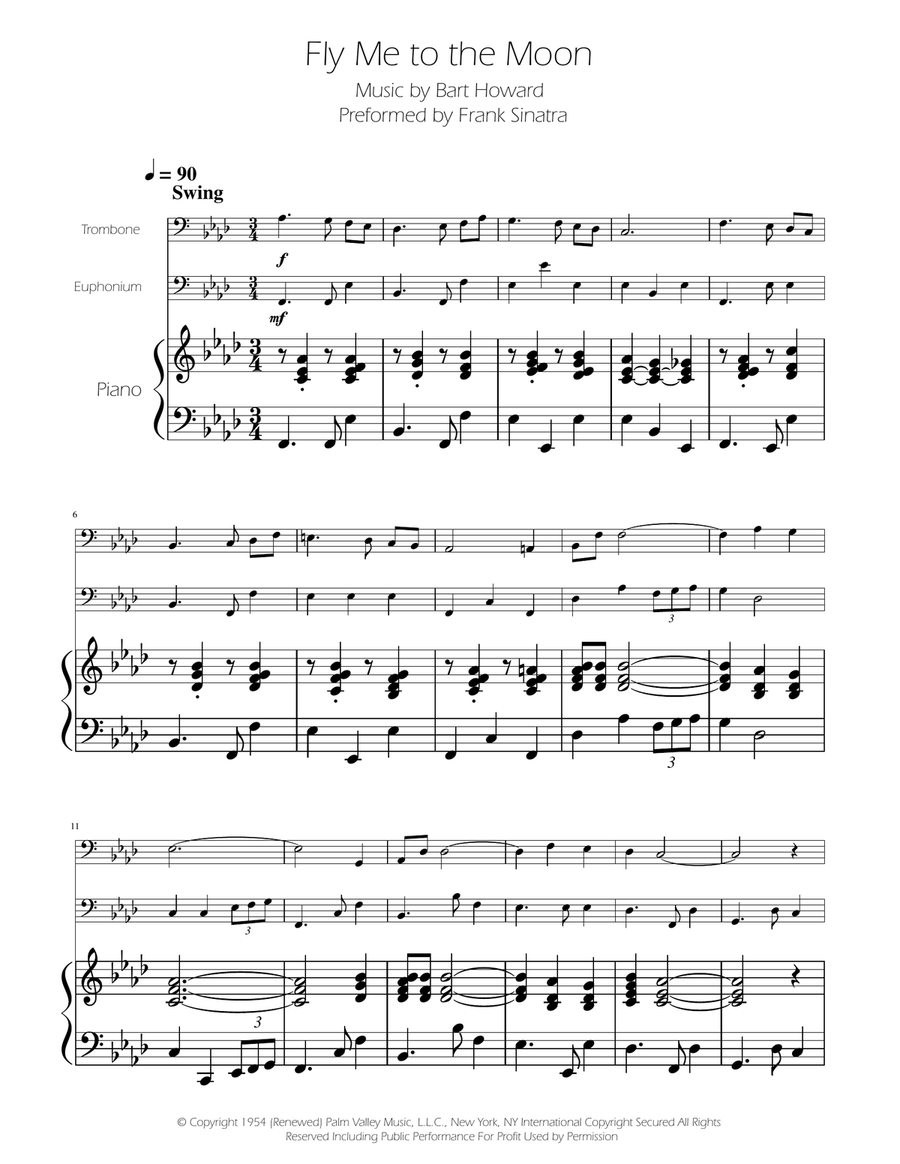 Fly Me To The Moon (In Other Words) Brass Duet scores gallery preview page 1