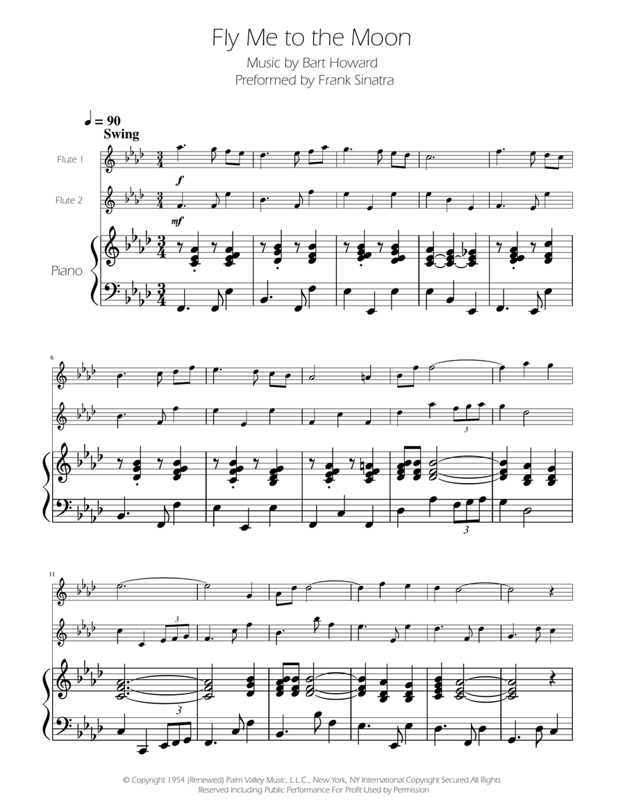 Fly Me To The Moon (In Other Words) Flute Duet scores gallery preview page 1