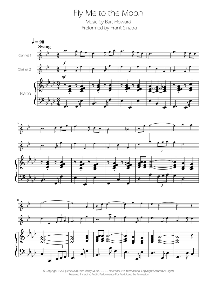 Fly Me To The Moon (In Other Words) Clarinet Duet scores gallery preview page 1