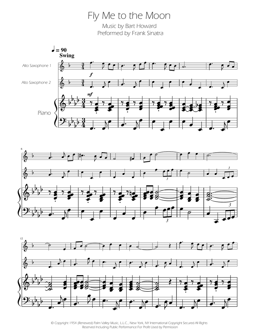 Fly Me To The Moon (In Other Words) Woodwind Duet scores gallery preview page 1