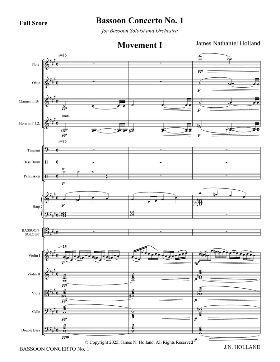 Bassoon Concerto No. 1 for Bassoon Soloist and Orchestra in 2 Movements, Full Score and Parts Chamber Orchestra scores gallery preview page 5