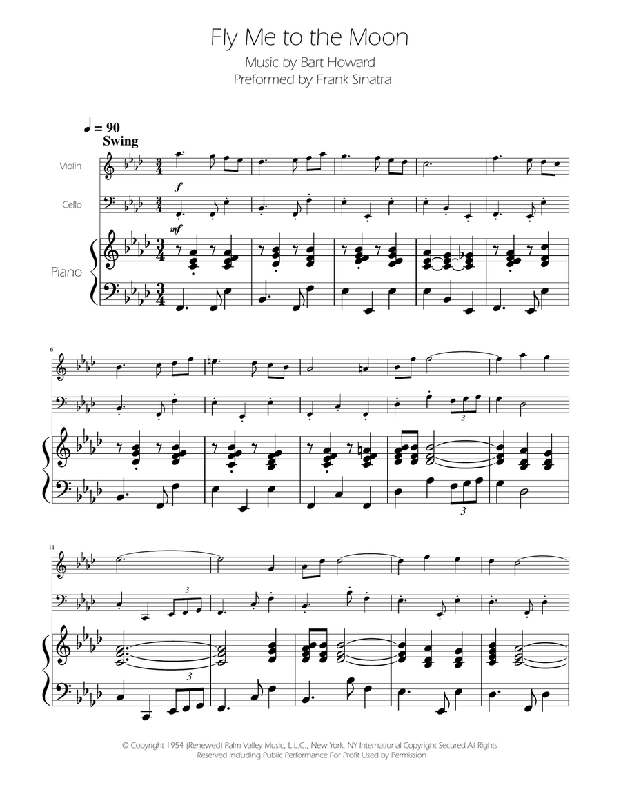 Fly Me To The Moon (In Other Words) Piano Trio scores gallery preview page 1