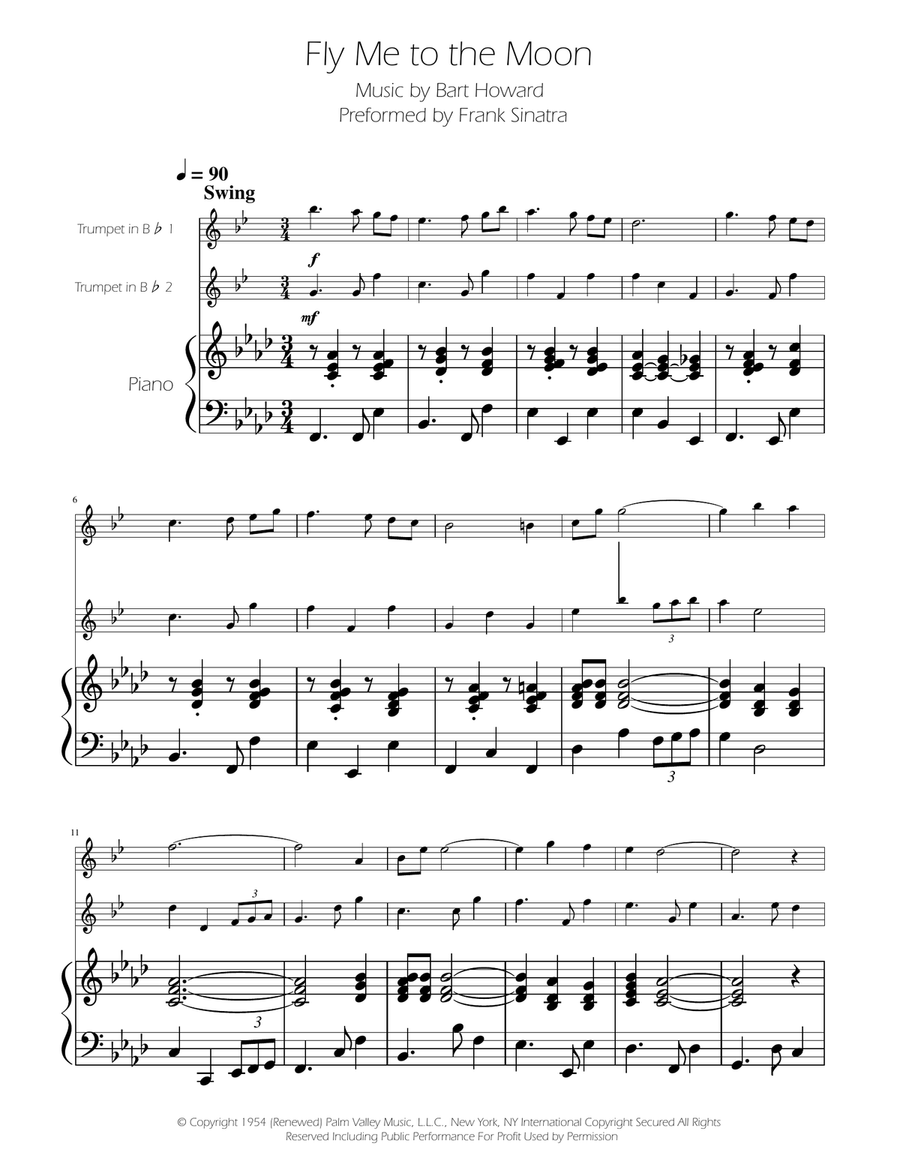 Fly Me To The Moon (In Other Words) Trumpet Duet scores gallery preview page 1