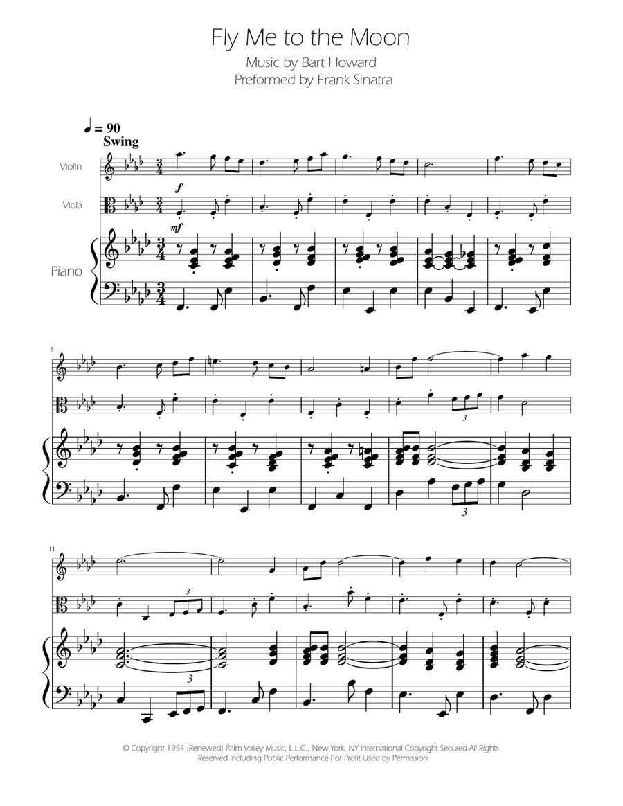 Fly Me To The Moon (In Other Words) String Duet scores gallery preview page 1